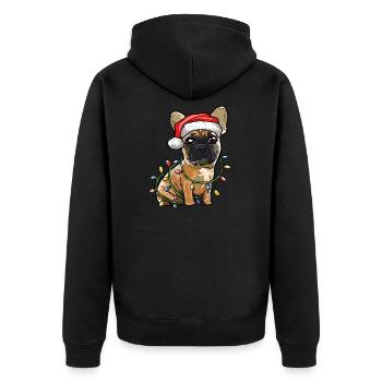 Französische Bulldogge Weihnachten Hunde Geschenk - Unisex Premium Bio Zip Hoodie - Schwarz - Hinten - Nico (187cm)