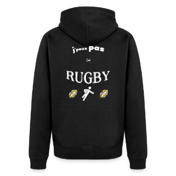 OBV - J’peux pas j’ai RUGBY #4 Edition limitée - Veste à capuche bio Premium Unisexe - noir - Dos - Nico (187cm)
