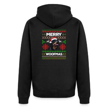 Merry Woofmas Ugly Sweater Rottweiler Chien - Veste à capuche bio Premium Unisexe - noir - Dos - Nico (187cm)