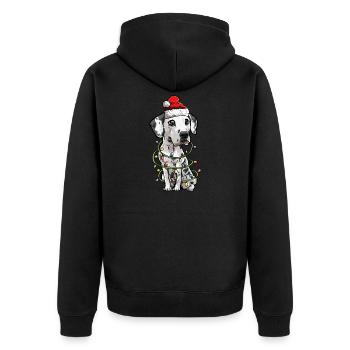Dalmatiner Weihnachten Hunde Geschenk - Unisex Premium Bio Zip Hoodie - Schwarz - Hinten - Nico (187cm)