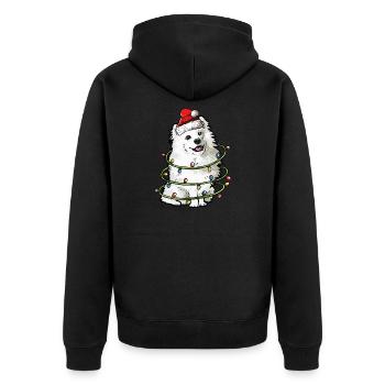 Samojeden Weihnachten Hunde Geschenk - Unisex Premium Bio Zip Hoodie - Schwarz - Hinten - Nico (187cm)