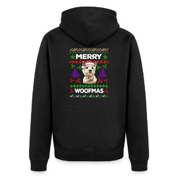 Merry Woofmas Ugly Sweater West Highland Terrier - Veste à capuche bio Premium Unisexe - noir - Dos - Nico (187cm)