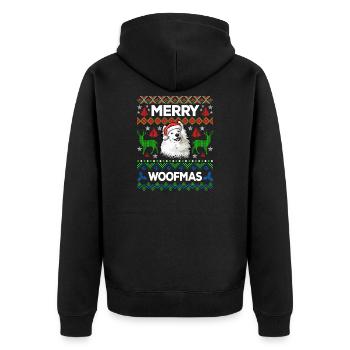 Merry Woofmas Ugly Sweater Samojede - Veste à capuche bio Premium Unisexe - noir - Dos - Nico (187cm)