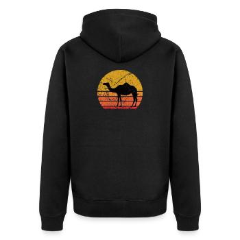 Retro Sun Camel Dromedary Gift - Unisex Premium Organic Zip Hoodie - black - Back - Nico (187cm)