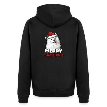 Merry Christmas Samojeden Hundeliebhaber Geschenk - Unisex Premium Bio Zip Hoodie - Schwarz - Hinten - Nico (187cm)
