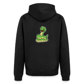 Süße Schlange Reptil Kobra Boa Tier Geschenk - Unisex Premium Bio Zip Hoodie - Schwarz - Hinten - Nico (187cm)