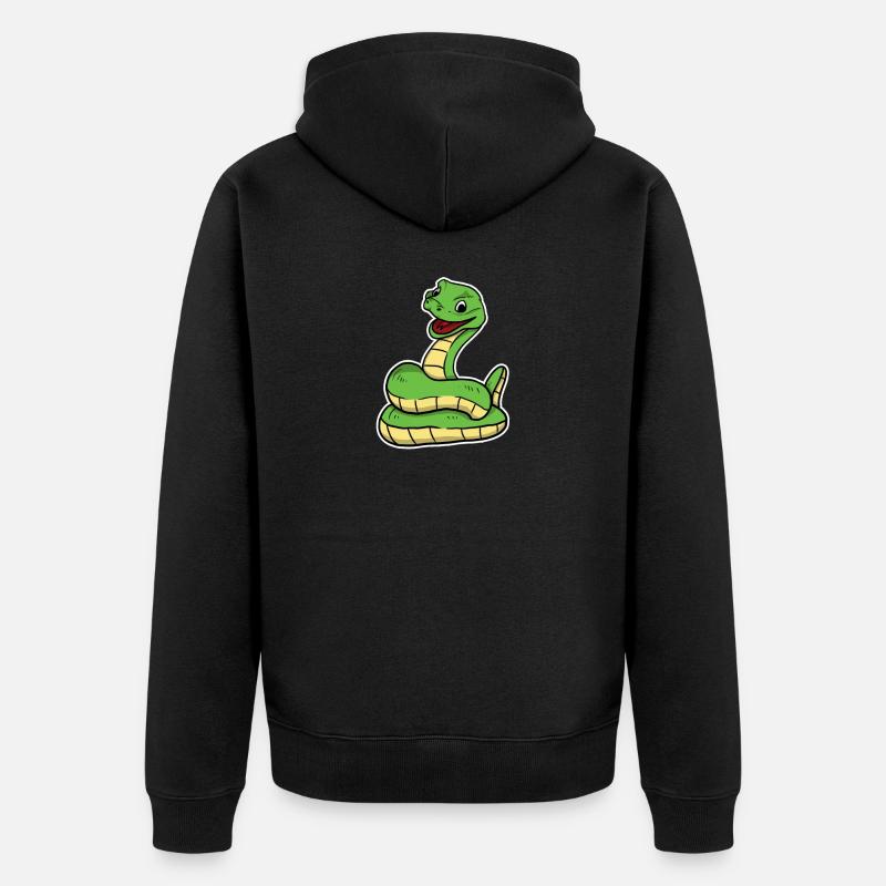 Cute Snake Python - Unisex Premium Organic Zip Hoodie - black