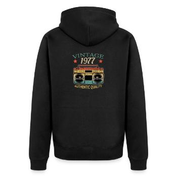 Vintage 1977 Anniversaire Radio Authentic Quality - Veste à capuche bio Premium Unisexe - noir - Dos - Nico (187cm)