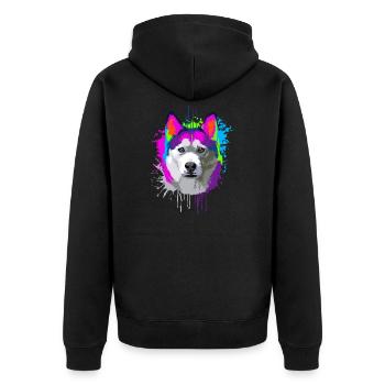 Splash Art Siberian Husky propriétaire de chien cadeau - Veste à capuche bio Premium Unisexe - noir - Dos - Nico (187cm)