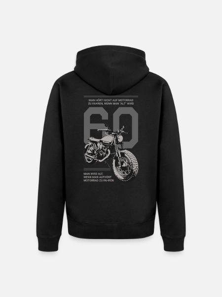 60. Geburtstag Biker Bikerin Geschenk - Unisex Premium Bio Zip Hoodie - Schwarz