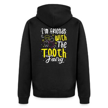 I'm Friends With The Tooth Fairy - Zahnarzt - Unisex Premium Bio Zip Hoodie - Schwarz - Hinten - Nico (187cm)