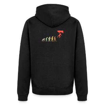 Vintage Bouldern Evolution Klettern Geschenkidee - Unisex Premium Bio Zip Hoodie - Schwarz - Hinten - Nico (187cm)