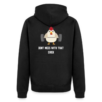 Krafttraining - Unisex Premium Bio Zip Hoodie - Schwarz - Hinten - Nico (187cm)