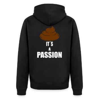 kacke poop geschenk Geschenkidee Geburtstag spaß - Unisex Premium Bio Zip Hoodie - Schwarz - Hinten - Nico (187cm)