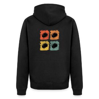 Pfau Vogel Tier Retro Pop Art - Unisex Premium Bio Zip Hoodie - Schwarz - Hinten - Nico (187cm)