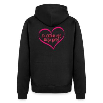 T-shirt coeur humour - Veste à capuche bio Premium Unisexe - noir - Dos - Nico (187cm)