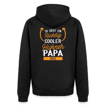 Hühner Papa Huhn Bauer Geschenk - Unisex Premium Bio Zip Hoodie - Schwarz - Hinten - Nico (187cm)