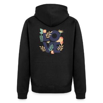 Love amour motif belles fleurs plantes fleur - Veste à capuche bio Premium Unisexe - noir - Dos - Nico (187cm)