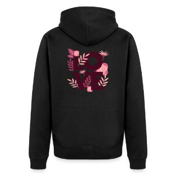 Love amour motif belles fleurs plantes fleur - Veste à capuche bio Premium Unisexe - noir - Dos - Nico (187cm)
