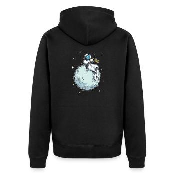 Astronaut Playing Clarinet Music Clarinet Lover - Unisex Premium Organic Zip Hoodie - black - Back - Nico (187cm)