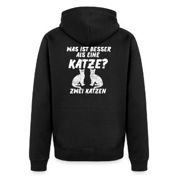 Katze Cat Kitty Kätzchen Katzenspruch Mann Mädchen - Unisex Premium Bio Zip Hoodie - Schwarz - Hinten - Nico (187cm)