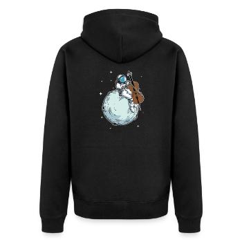 Astronaut Playing Cello Music Cello Lover Gift - Unisex Premium Organic Zip Hoodie - black - Back - Nico (187cm)