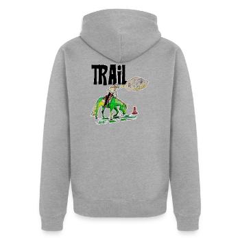 Trail - Veste à capuche bio Premium Unisexe - gris chiné - Dos - Nico (187cm)