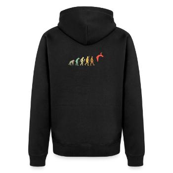 Vintage Parkour Evolution Outdoor Sport Geschenk - Unisex Premium Bio Zip Hoodie - Schwarz - Hinten - Nico (187cm)