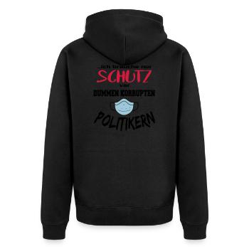 Politik Maskenpflicht Dumme Politiker - Unisex Premium Bio Zip Hoodie - Schwarz - Hinten - Nico (187cm)
