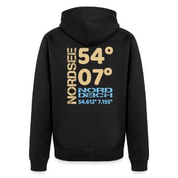 Nordsee Norddeich Coordonnées Frise orientale Nord - Veste à capuche bio Premium Unisexe - noir - Dos - Nico (187cm)