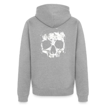 skull - Unisex Premium Organic Zip Hoodie - heather grey - Back - Nico (187cm)