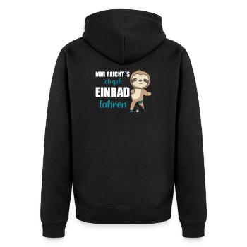 Einrad Faultier Einradfahrer Faultiere Zirkus - Unisex Premium Bio Zip Hoodie - Schwarz - Hinten - Nico (187cm)