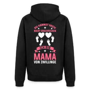 Zwillingsmama Zwillingsmutter Zwillingskinder Mutt - Unisex Premium Bio Zip Hoodie - Schwarz - Hinten - Nico (187cm)