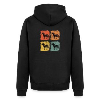 Zebra Retro Pop Art Geschenk - Unisex Premium Bio Zip Hoodie - Schwarz - Hinten - Nico (187cm)