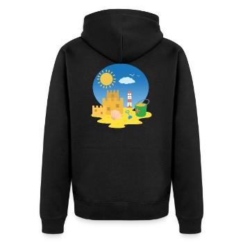 Sandcastle on the beach - Unisex Premium Organic Zip Hoodie - black - Back - Nico (187cm)