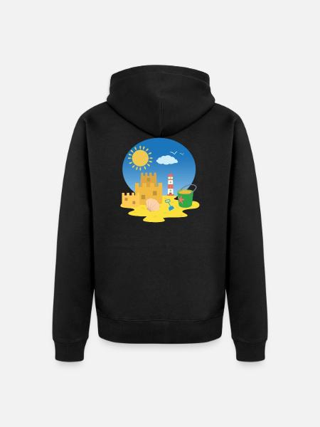 Sandcastle on the beach - Unisex Premium Organic Zip Hoodie - black