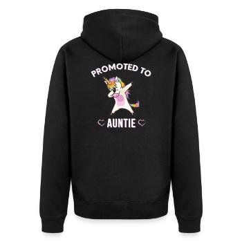 Promu à tante, tante mignonne, nouvelle tante, drôle - Veste à capuche bio Premium Unisexe - noir - Dos - Nico (187cm)