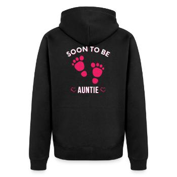 Bientôt tante, tante mignonne, nouvelle tante, drôle de tante - Veste à capuche bio Premium Unisexe - noir - Dos - Nico (187cm)