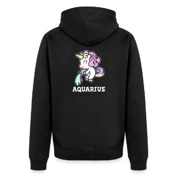 Wassermann Sternzeichen Einhorn Kostüm - Unisex Premium Bio Zip Hoodie - Schwarz - Hinten - Nico (187cm)