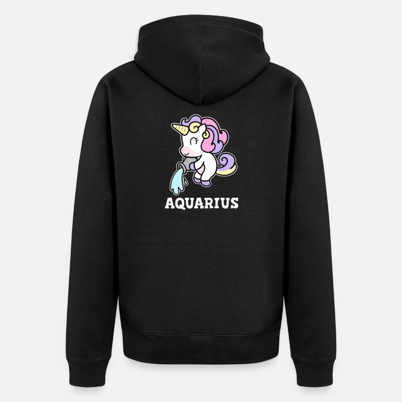 Wassermann Sternzeichen Einhorn Kostüm - Unisex Premium Bio Zip Hoodie - Schwarz