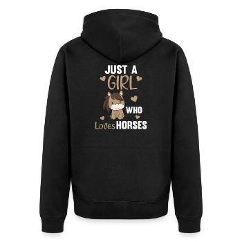 Just a Girl who loves horses süßes Pony - Unisex Premium Bio Zip Hoodie - Schwarz - Hinten - Nico (187cm)