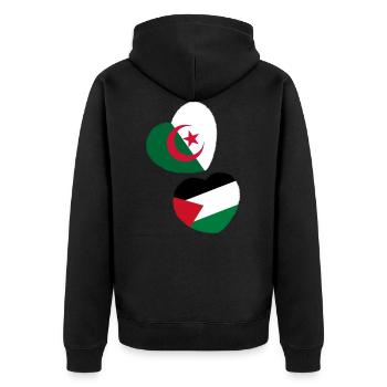 Algerien & Palästina - Unisex Premium Bio Zip Hoodie - Schwarz - Hinten - Nico (187cm)