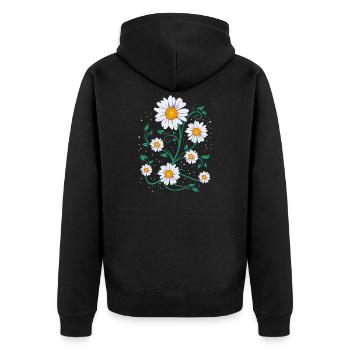 Gänseblümchen Sommer Margerite Frühling Blumen - Unisex Premium Bio Zip Hoodie - Schwarz - Hinten - Nico (187cm)