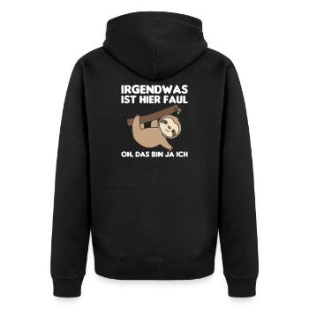 Faultier lustiger Spruch entspannt Tier - Unisex Premium Organic Zip Hoodie - black - Back - Nico (187cm)