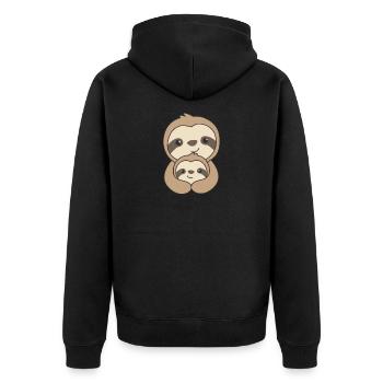 Faultier Familie Mama und Kind süße Faultiere - Unisex Premium Organic Zip Hoodie - black - Back - Nico (187cm)