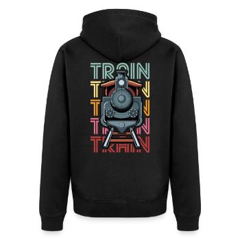 Train Trains Train Lovers Shirt funny Train Shirt Iron - Unisex Premium Organic Zip Hoodie - black - Back - Nico (187cm)