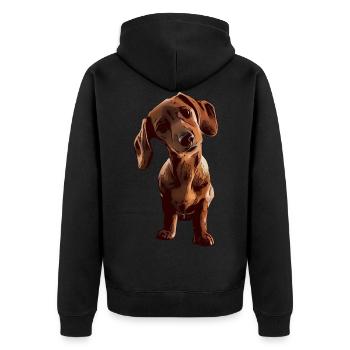 Dog dog motif dogs animal face animal - Unisex Premium Organic Zip Hoodie - black - Back - Nico (187cm)