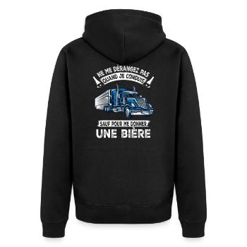 Camion ,Chauffeur routier, Cadeau pour routier - Veste à capuche bio Premium Unisexe - noir - Dos - Nico (187cm)