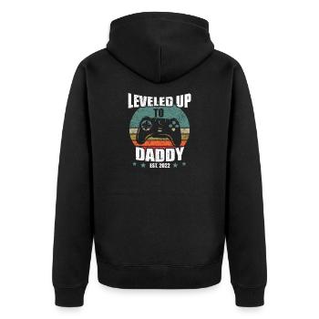Lustiges Ich Werde Papa Leveled Up To Daddy 2022 - Unisex Premium Bio Zip Hoodie - Schwarz - Hinten - Nico (187cm)