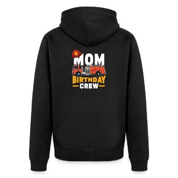Funny Firefighter Firetruck Mom Birthday Crew - Unisex Premium Organic Zip Hoodie - black - Back - Nico (187cm)